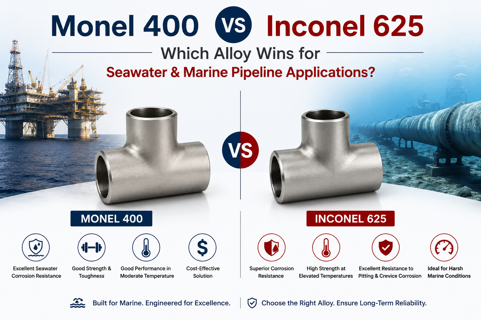 Monel 400 vs Inconel 625: Which Alloy Wins for Seawater & Marine Pipeline Applications?