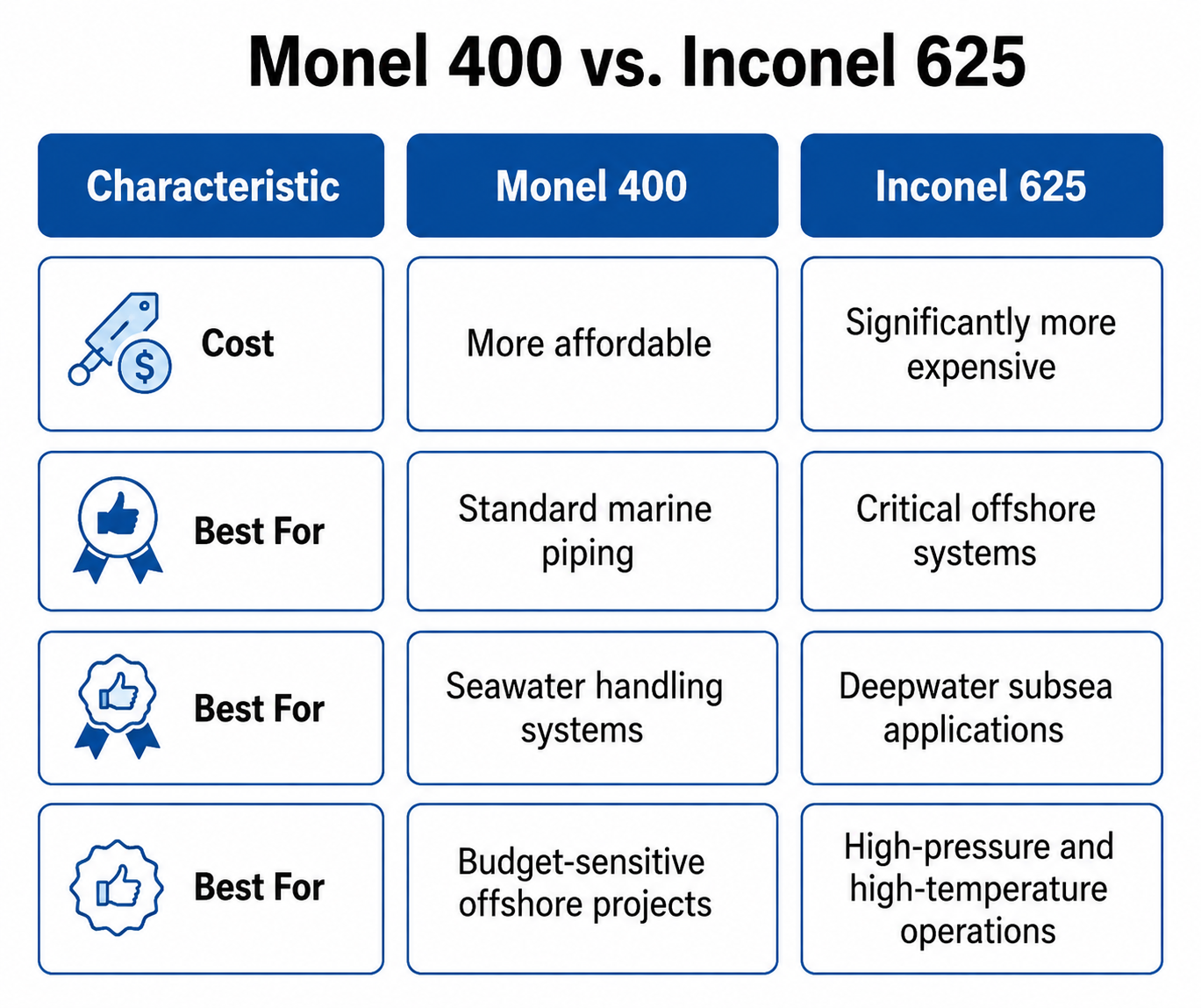 Monel 400 vs Inconel 625