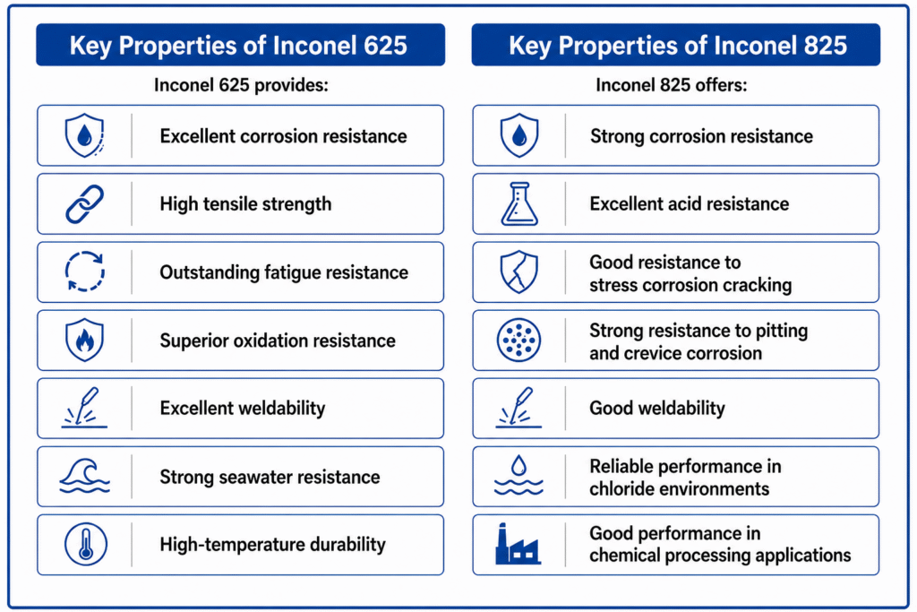 Key Properties of Inconel 825 & 625