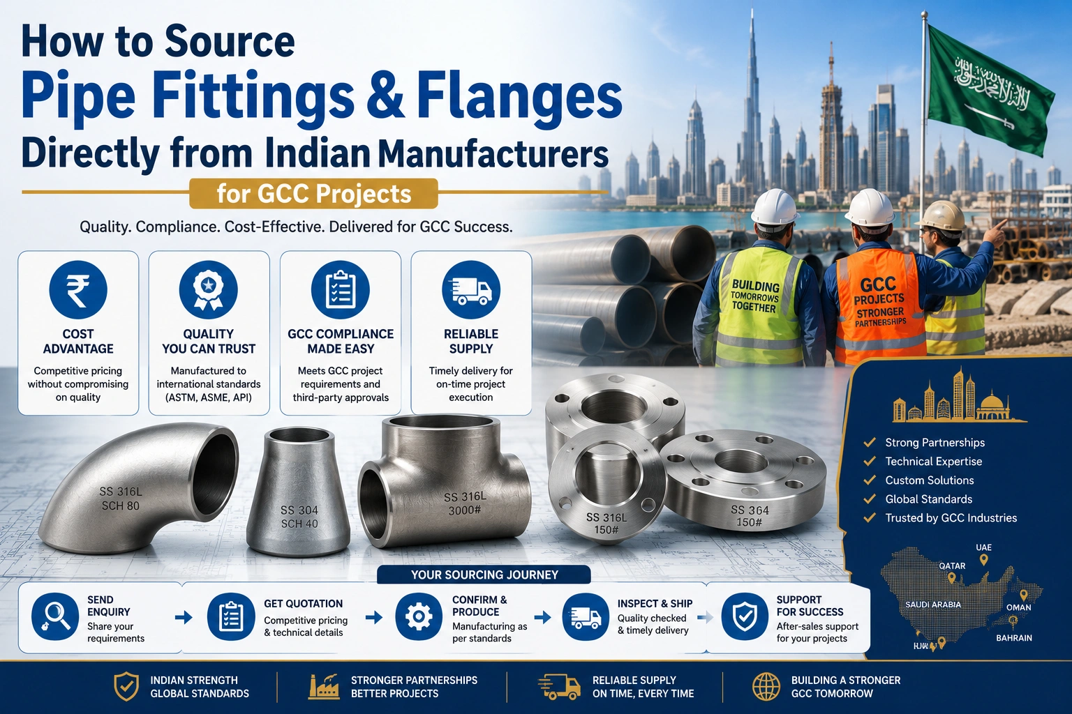 How to Source Pipe Fittings & Flanges Directly from Indian Manufacturers for GCC Projects