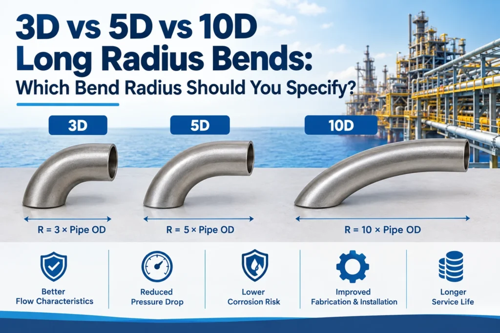 3D Long Radius Bend, 5D Long Radius Bend, 10D Long Radius Bend, Long Radius Bends, Pipe Bends, Pipe Bend Radius, 3D Pipe Bend, 5D Pipe Bend, 10D Pipe Bend, Stainless Steel Bends, Duplex Steel Bends, Super Duplex Bends, Butt Weld Bends, Industrial Pipe Fittings