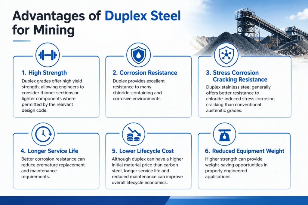 advantage of duplex steel for mining