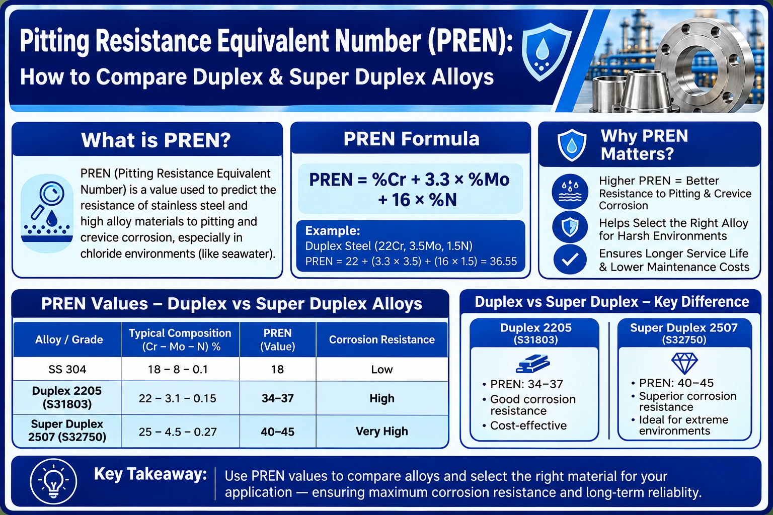 Pitting Resistance Equivalent Number (PREN): How to Compare Duplex & Super Duplex Alloys