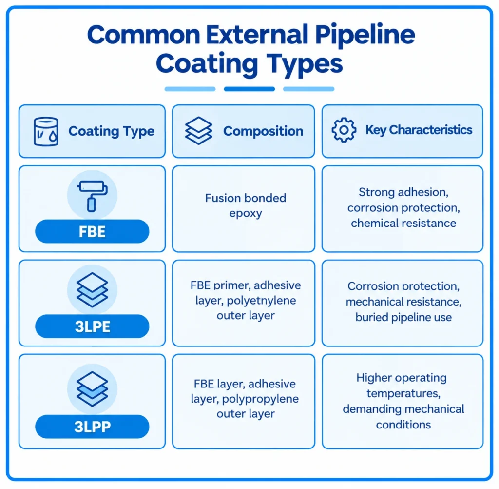 Common external pipeline coating types